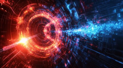 Fototapeta premium Quantum Chip Glowing with Swirling Qubit