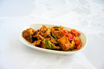 Traditional Turkish food; eggplant meze (Turkish name; saksuka)