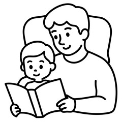 father and son reading a book