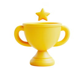 3D Rendered Cartoon Gold Trophy Isolated or PNG