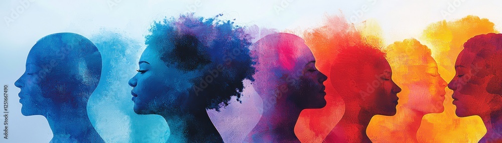 Poster silhouettes depicting diversity and unity through color.