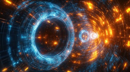 Obraz premium Quantum System Glowing with Intricate Qubit Circuit