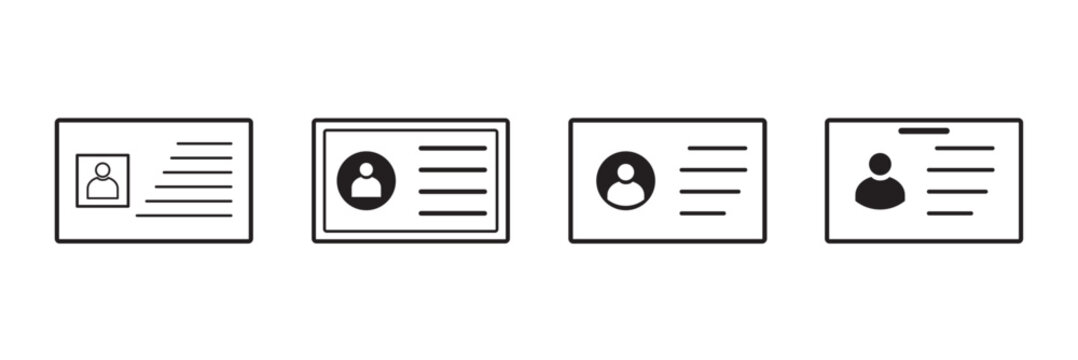 Outline ID card icon, with editable stroke. Personal ID card, driver license pictogram. National ID document, passport, identification identity, personal badge, work pass, verification. Vector icon