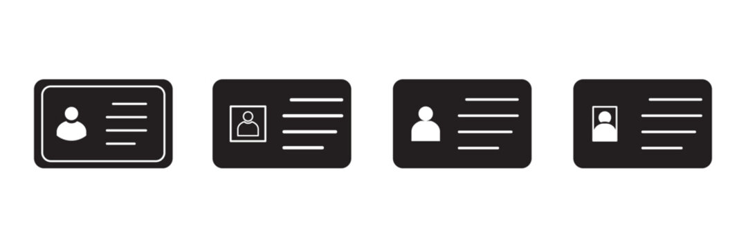 Outline ID card icon, with editable stroke. Personal ID card, driver license pictogram. National ID document, passport, identification identity, personal badge, work pass, verification. Vector icon