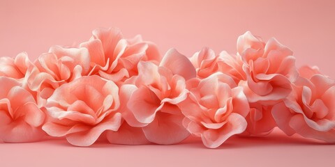 Pretty arrangement of pink flowers against matching colored background