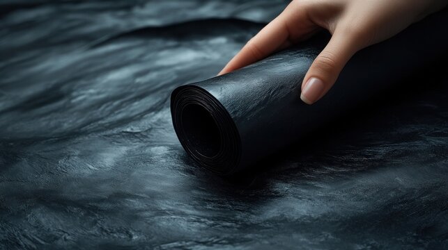 Black Plastic Sheet in Hand for Modern Roofing Applications and Construction Techniques