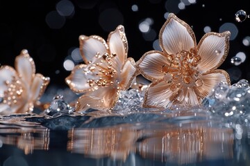 A captivating display of sparkling snowflakes in a graceful dance of winter beauty