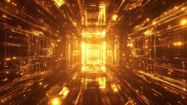 Quantum Processor Glowing under Binary Qubit Projection - Powered by Adobe