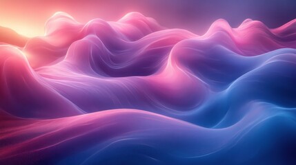Fototapeta premium Vibrant Abstract Landscape with Flowing Neon Waves and Soft Gradients