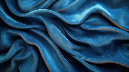 Fototapeta premium Blue velvet fabric drapes, studio backdrop