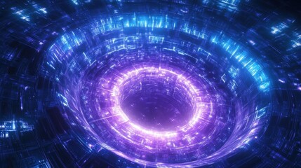 Obraz premium Quantum Processor Illuminated by Swirling Binary Quantum Tailored for 6x Printing