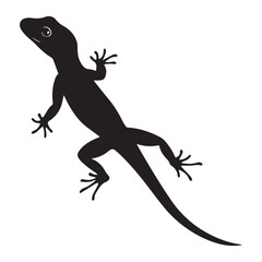 Gecko Wall Climbing Illustration – Black Reptile Icon