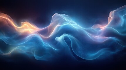 Fototapeta premium Dynamic Wavy Flowing Light Lines in Blue Green Abstract Art Isolated on Black Background for AI Technology Digital Communication and Innovation