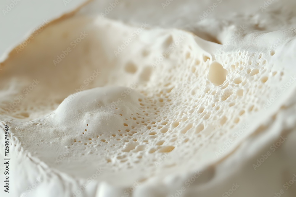 Poster white soap foam with bubbles in macro photography showing delicate texture and light patterns, suita