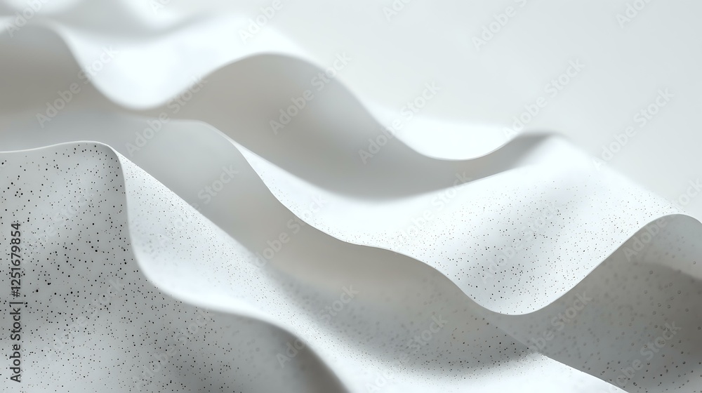 Poster minimalist white wavy surface with subtle texture and soft shadows creating abstract flowing lines a