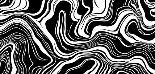 Abstract Black and White Wavy Lines Creating Dynamic Patterns