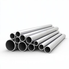 Stack of Metallic Pipes with Smooth Surface and Hollow Interior for Construction and Plumbing Applications