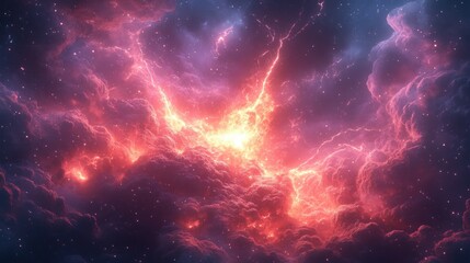 Obraz premium comic book explosion vibrant lightning dark clouds starry background energetic dramatic illustration