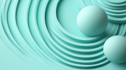 Abstract mint green circles and spheres