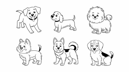 Fototapeta premium Hand-Drawn Cartoon Dogs in Various Playful Poses for Kids