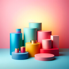 Vibrant Geometric Harmony: A Symphony of Shapes and Colors