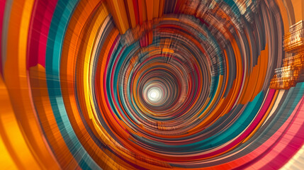Hypnotic vortex with a spiraling rainbow of colors