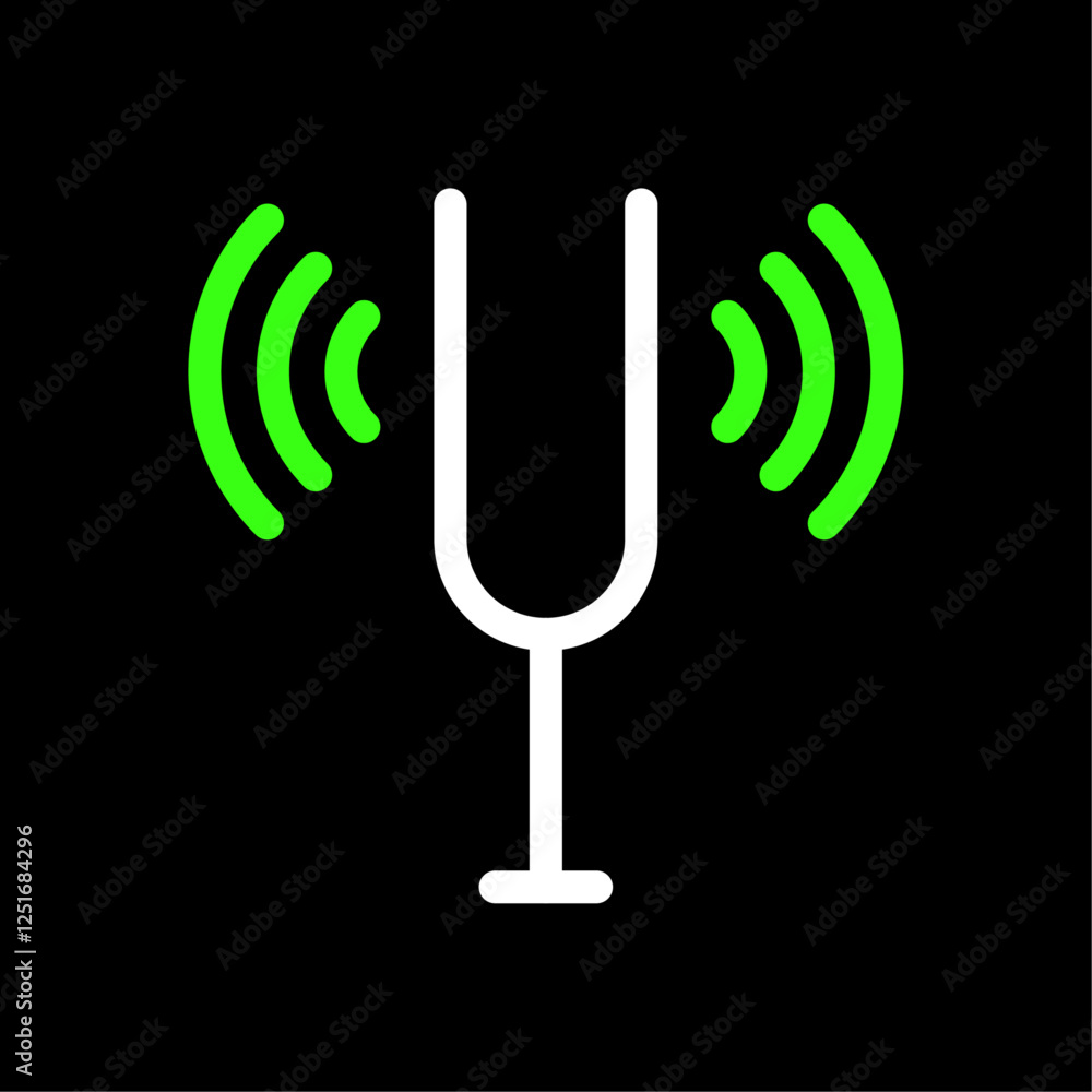Poster tuning fork vector icon in line style design for website, app, ui, isolated on black background. edi