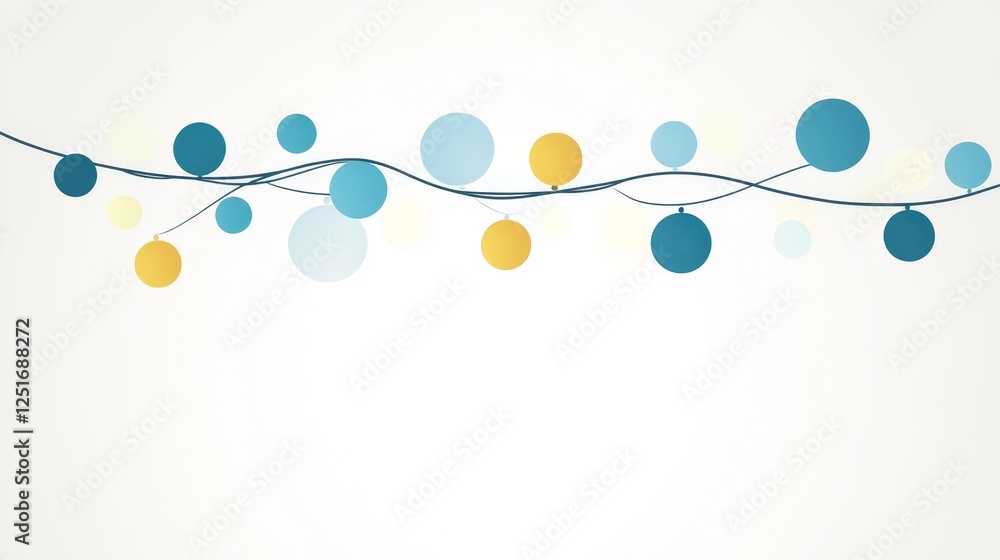 Aufkleber festive decorative string of circles in blue and yellow on a light background graphic element.