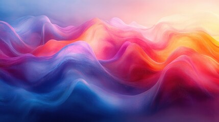 Obraz premium Abstract Wave Patterns in Vibrant Blue Pink and Orange with Ethereal Glow