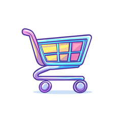 A vibrant and colorful illustration of a shopping cart, symbolizing online shopping and e-commerce. Perfect for representing retail, consumerism, and digital marketplaces.