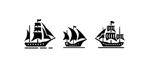 Naklejka premium Vector illustration of a set of various ships on an isolated background 