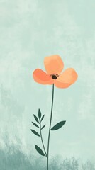 Naklejka premium Stylized illustration of a single peach colored flower