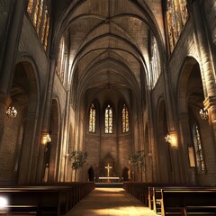Grand Interior of a Church Sanctuary