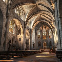 Interior of a historic stone cathedral.