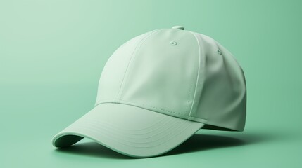 Fototapeta premium Cap mockup on a light green background,generative ai illustration