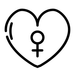 woman heart cut line icon