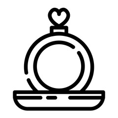 women ring cut line icon