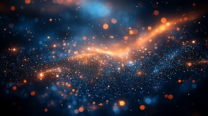 Abstract digital art, glowing particles, cosmic nebula background