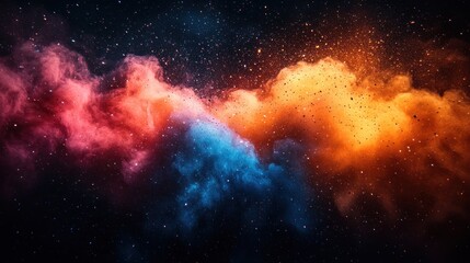 Fototapeta premium Colorful Abstract Explosion of Dust and Sand Particles in Surreal Style with Movement and Texture