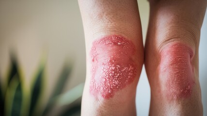 Psoriasis on Knees: Close-up View of Severe Skin Condition