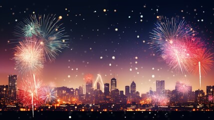 fireworks over the river,Fireworks display over a city skyline light-colour,generative ai illustration