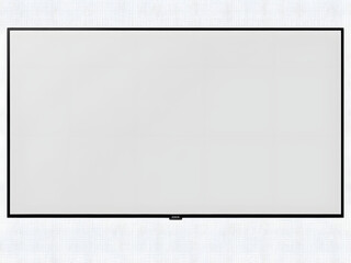 Obraz premium A blank white screen mounted on a wall, showcasing a minimalist and modern setup.