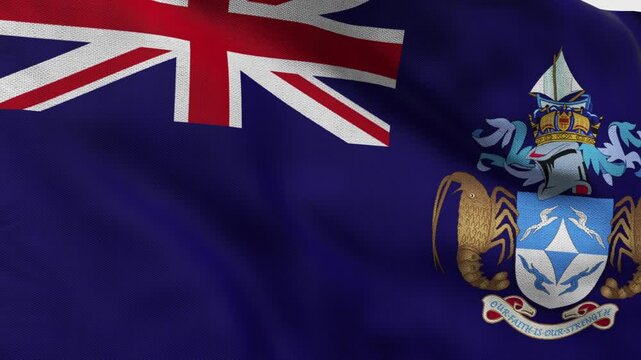 High detailed flag of Tristan da Cunha. National Tristan da Cunha flag. 3D Render.