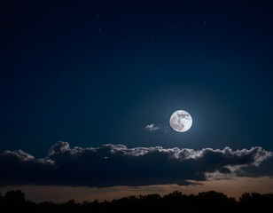 Illustration of the full moon in the sky at night, Background wallpaper