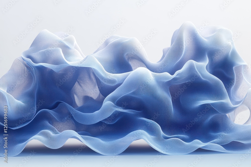 Poster abstract flowing blue fabric-like texture creating a soft, ethereal appearance.