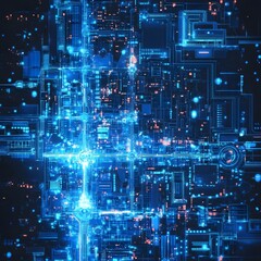 Vibrant Digital Universe   Futuristic Glowing Electrical Circuit Backdrop with Neon Lights and Abstract Patterns