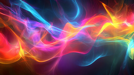 Vibrant beams of colorful light illuminate an abstract digital landscape, forming a dynamic environment filled with motion, energy, and futuristic appeal