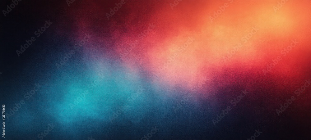 Poster teal and deep red abstract gradient design with smooth blend effect and ambient light