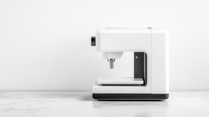 Modern White Coffee Machine on Marble Countertop with Minimalist Design and Simple Aesthetic for Home Use