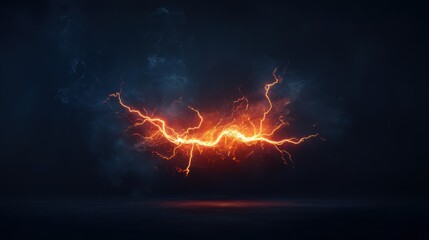 Electric Lightning Strike with Dramatic Energy and Dark Background for Abstract Visuals and Design Projects